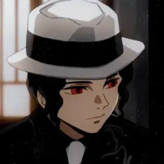 🥤 Muzan Kibutsuji Demon Slayer Anime, Demônio, Chapéu, Olhos vermelhos, Muzan, Demon Slayer telegram sticker