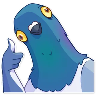 👍 นกพิราบ, นก, ยกนิ้วโป้ง, การ์ตูน, สัตว์, สติกเกอร์ telegram sticker