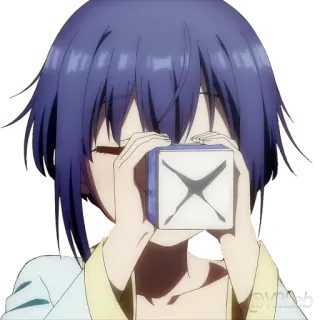 🥛 Anime, Garota, Bebida, Fofa, Cabelo Azul telegram sticker