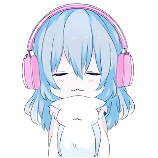 😌 Anime, Mädchen, Kopfhörer, Süß, Katze, Sticker telegram sticker