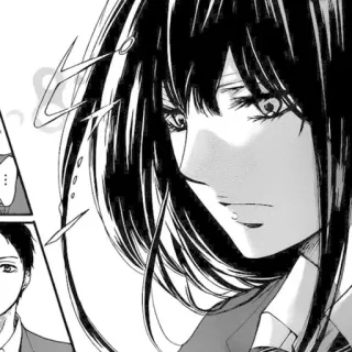 🖤 Mangá, Anime, Personagem, Retrato, Mulher, Uniforme escolar telegram sticker