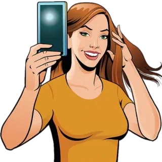 🤳 femme, selfie, photo, portable, fille, dessin animé telegram sticker