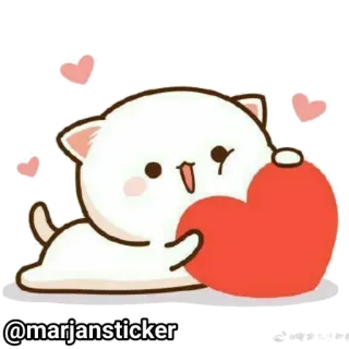 💜 @marjansticker chat, coeur, mignon, kawaii, autocollant, animal whatsapp sticker