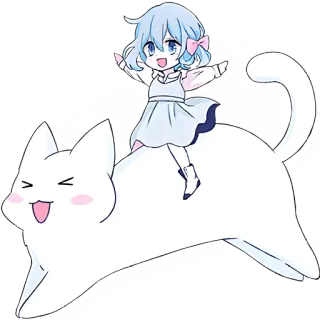 🥳 Katze, Chibi, Süß, Kawaii, Anime, Mädchen, Reiten, Tier telegram sticker