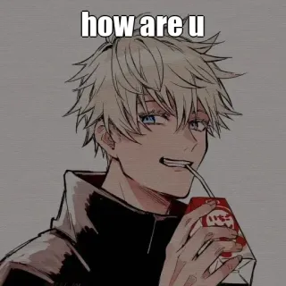 🙂 how are u Anime, Pozdrowienie, Jak się masz?, Kreskówka, Postać telegram sticker