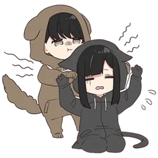 🌟 chibi, anime, dog, cat, hoodie, cute, cartoon telegram sticker