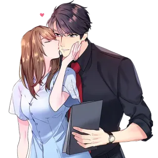 ❤️ romance, beijo, casal, amor, afeição, homem, mulher whatsapp sticker