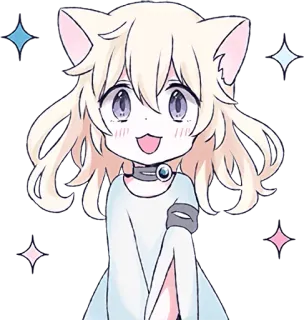 😍 anime, cat girl, kawaii, manga, chibi, cute, sparkles, girl telegram sticker