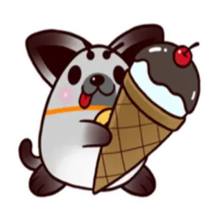 🍦 собака, мороженое, вишня, животное, милый, мультфильм telegram sticker