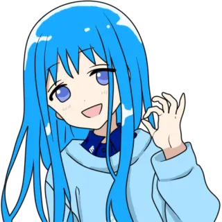 👌 Anime, Mädchen, blaue Haare, süß, Aufkleber, OK-Geste telegram sticker