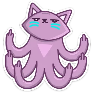 🖕 cat, octopus, hybrid, middle finger, offensive, sticker telegram sticker