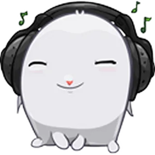 🎧 sticker, animal, headphones, music, cartoon, cute whatsapp sticker