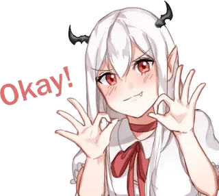 👌 Okay! Animé, Démon, Okay, Geste, Cornes, Mignon telegram sticker