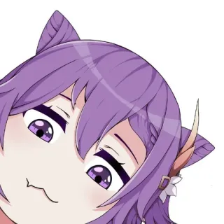 😼 Keqing Genshin Impact Anime, Katzenohren, lila Haare, Videospiel, Genshin Impact whatsapp sticker