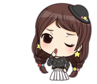 🤔 desenho animado, menina, piscadela, fofo telegram sticker
