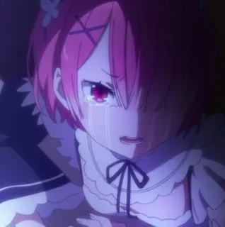 ☁️ Ram Re:Zero Anime, Menangis, Sedih, Ram, Re:Zero, Gadis Anime telegram sticker
