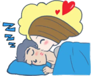 💤 ZZZ dormir, beijo, amor, sonhar, cama, casal, desenho animado telegram sticker