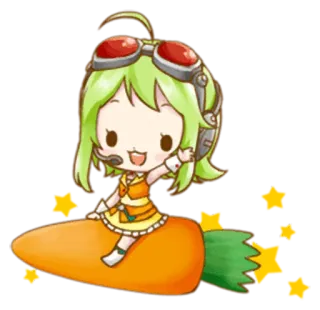 🌟 Chibi, Zanahoria, Pelo verde, Gafas, Kawaii, Lindo whatsapp sticker