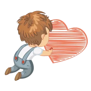 💋 niño, corazón, amor, chico, dibujos animados, san valentín telegram sticker