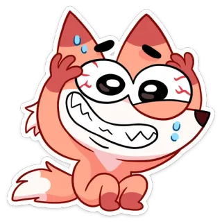 😳 fox, cartoon, animal, sticker, crazy, sweat whatsapp sticker