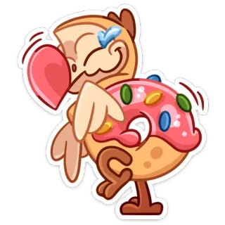 ☺️ Cartone animato, Uccello, Ciambella, Carino, Sticker, Amore whatsapp sticker