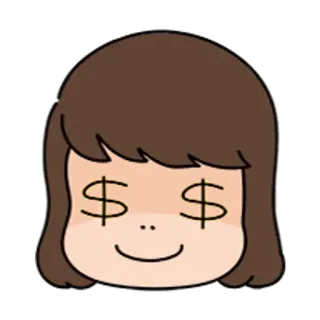 🐼 美元符号, 卡通, 钱, 贪婪, 人物 telegram sticker