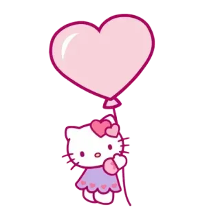 🎈 Hello Kitty hello kitty, dessin animé, kawaii, mignon, chat, coeur, autocollant whatsapp sticker