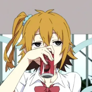 😒 Anime, Bebendo, Garota, Desenho animado, Bebida, Estudante whatsapp sticker