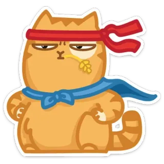 😎 gato, adesivo, animal, desenho animado, laranja, tiara vermelha, capa azul telegram sticker