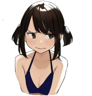 😳 Аниме, Девушка, Мультфильм, Иллюстрация, Злой, Милый telegram sticker