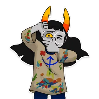 👁 Vriska Serket Homestuck вриска серкет, homestuck, тролль, рога, рисунок telegram sticker