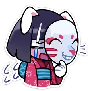 🤡 Ragazza anime, Maschera, Piangere, Maschera volpe, Kawaii, Kimono, Triste, Anime whatsapp sticker