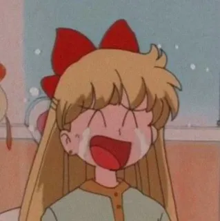 🍥 Sailor Venus Sailor Moon anime, crying, sad, cartoon, tears, emotion telegram sticker