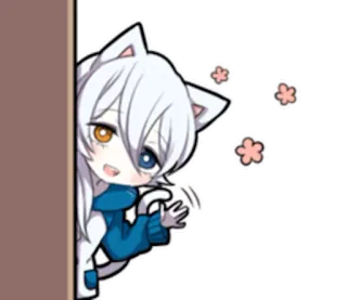 👋 Anime, Catgirl, Kawaii, Chibi, Dễ thương, Hoạt hình telegram sticker