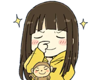 😎 garota anime, fofo, desenho animado, adesivo, macaco telegram sticker