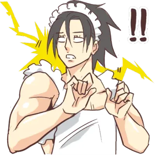 😰 애니메이션, 메이드복, 충격, 느낌표, 만화, 메이드, 애니 남캐 whatsapp sticker