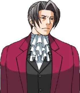 😕 Miles Edgeworth Ace Attorney 弁護士, アニメ, ゲーム, シリアス, キャラクター, 御剣怜侍 telegram sticker