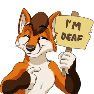 🤟 I'M DEAF глухой, слабослышащий, лиса, животное, знак, инвалидность, фурри telegram sticker