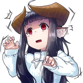 😧 アニメ, 悪魔, 角, 赤い目, 女の子, キャラクター telegram sticker