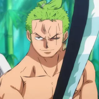 😈 Zoro One Piece animé, épéiste, cheveux verts, pirate, Roronoa Zoro, One Piece telegram sticker