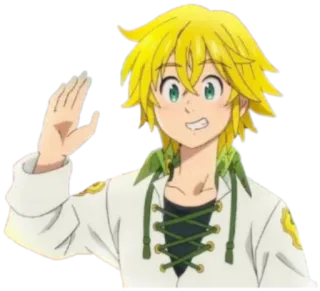 👋 Meliodas Seven Deadly Sins อนิเมะ, ผมบลอนด์, มีความสุข, ร่าเริง, ตัวละคร telegram sticker