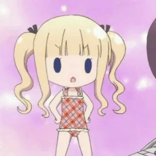 🌸 アニメ, カートゥーン, かわいい, 女の子, ちび, 水着 telegram sticker