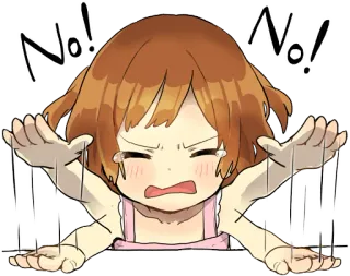 👎 No! No! плач, аниме, мультфильм, девочка, неодобрение, отказ telegram sticker