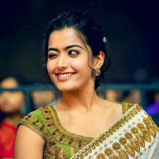 🍑 Rashmika Mandanna Индийская актриса, Болливуд, Знаменитость, Женщина, Портрет, Подмигивание telegram sticker