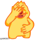 😂 Emoji, Facepalm, Monstre, Dessin animé, Jaune, Personnage, Fun, Drôle telegram sticker