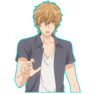 😦 anime, character, man, cartoon, worried, blond whatsapp sticker