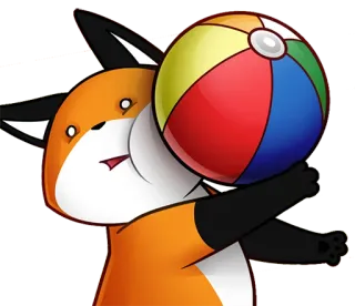 😨 zorro, pelota de playa, lindo, dibujos animados, animal, jugar, verano telegram sticker