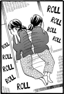 😍 ROLL ROLL ROLL ROLL ROLL ROLL ROLL ROLL rolling, sleeping, girl, pajamas whatsapp sticker