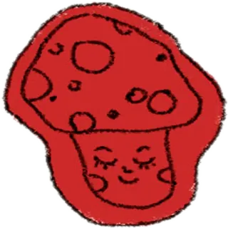 🍄 champignon, rouge, mignon, dessin animé, visage, dormir, kawaii, champignon telegram sticker