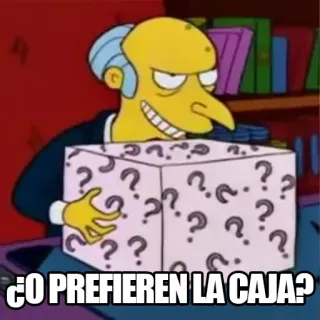❓ Mr. Burns The Simpsons ¿O PREFIEREN LA CAJA? mr burns, simpson, cartone animato, scatola, punti interrogativi telegram sticker